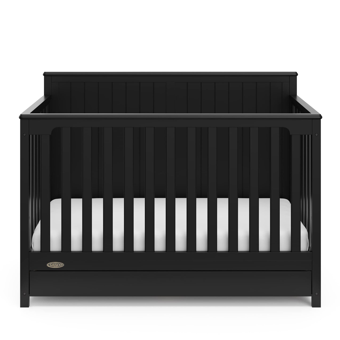 Graco Hadley Cuna convertible 5 en 1 con cajón (negro) - Combo, incluye almacenamiento de guardería de tamaño completo, se convierte de cuna de bebé a cama para niños pequeños, sofá cama