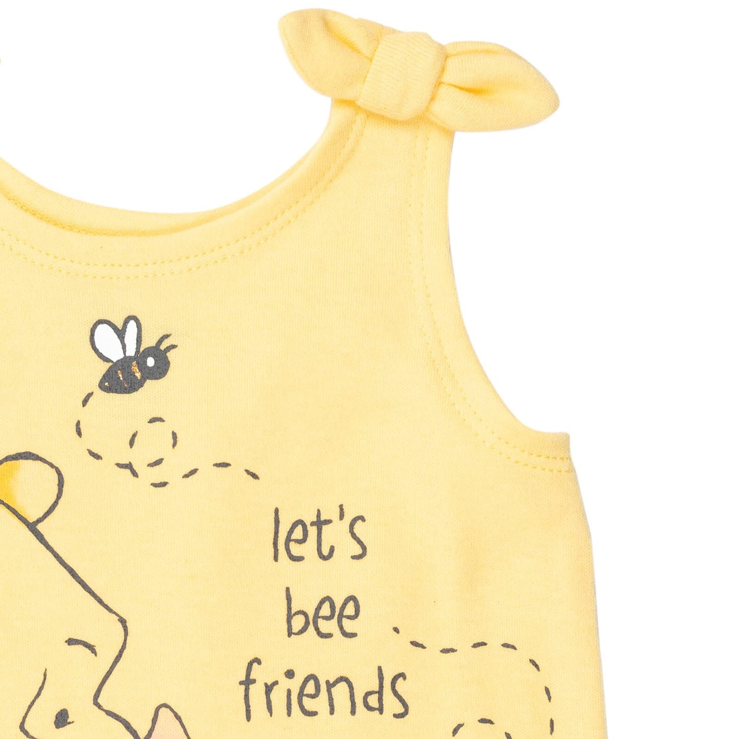 Disney Winnie The Pooh - Conjunto de mameluco y diadema para bebé, color amarillo, 6 a 9 meses