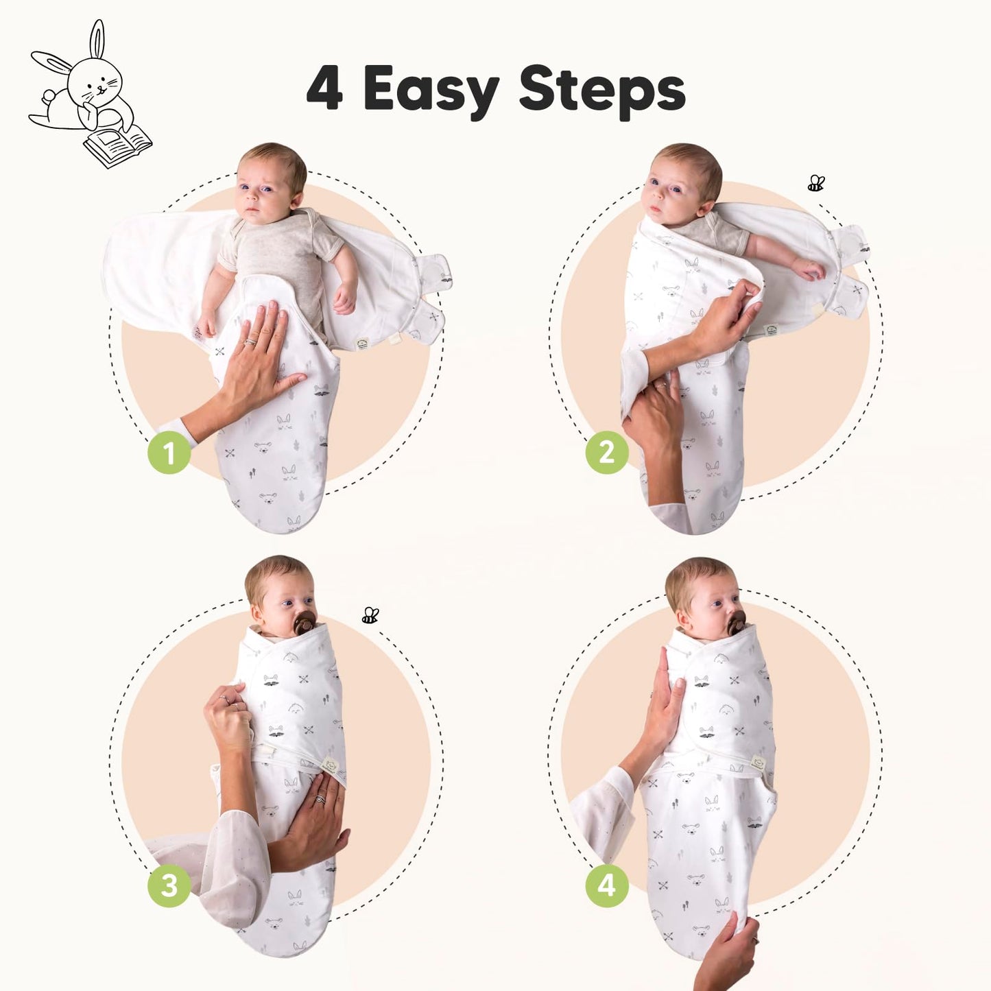 KeaBabies Paquete de 3 sacos de dormir orgánicos para bebé – Saco para recién nacido, pañales ergonómicos para bebés de 0 a 3 meses, pañales para recién nacidos, saco de dormir para bebé, manta para bebé, artículos esenciales para bebé (nórdico)