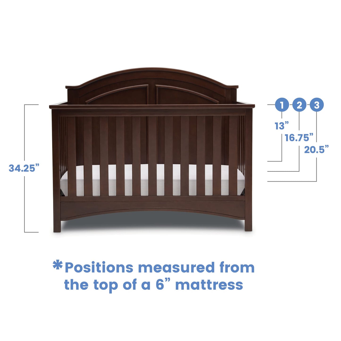 Delta Children Perry 6-in-1 Convertible Crib - Greenguard Gold Certified, Walnut Espresso