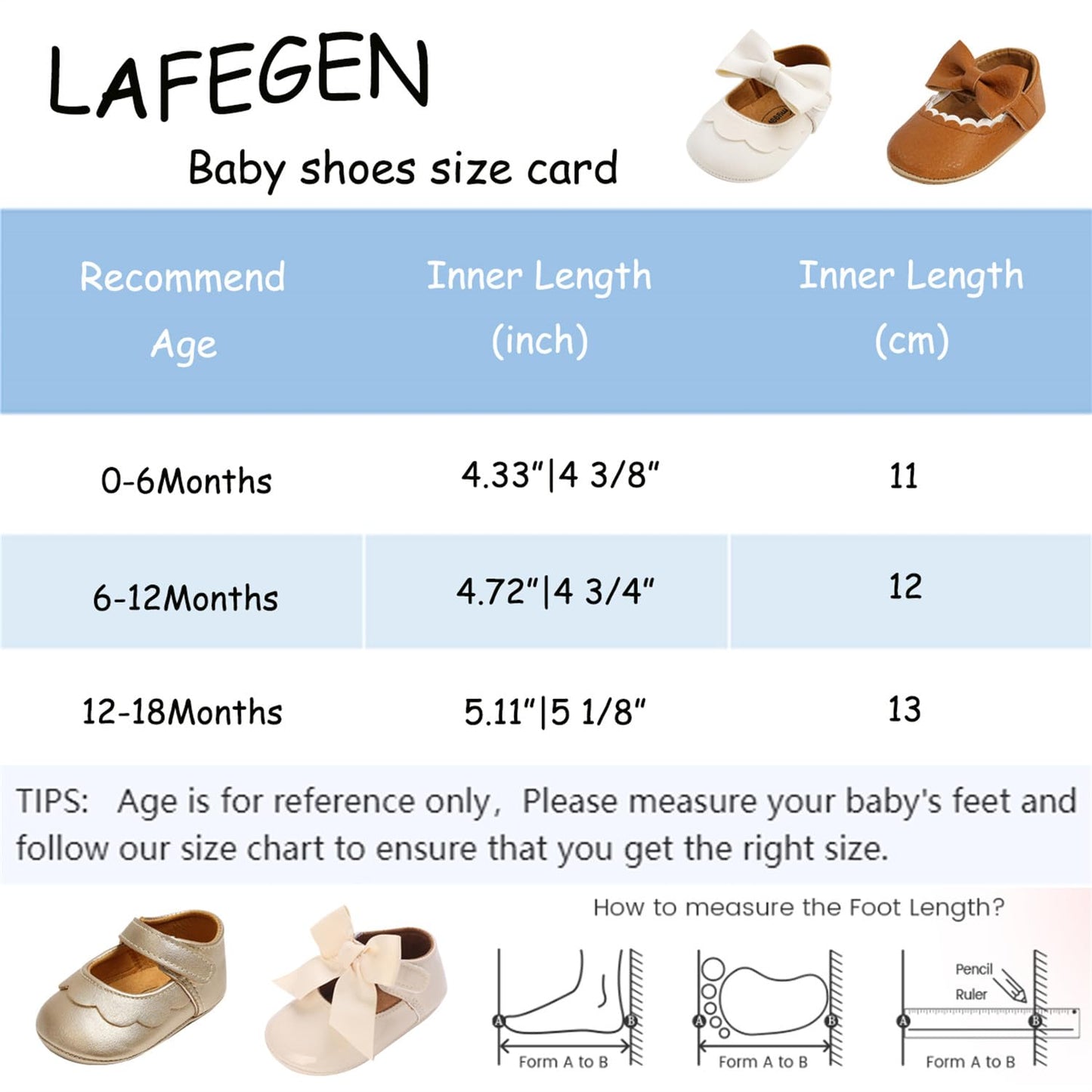 LAFEGEN Baby Girls Mary Jane Flats with Bownot Non Slip Soft Sole PU Leather Newborn Infant Toddler First Walker Cirb Dress Shoes, 6-12 Months Infant, 07 White