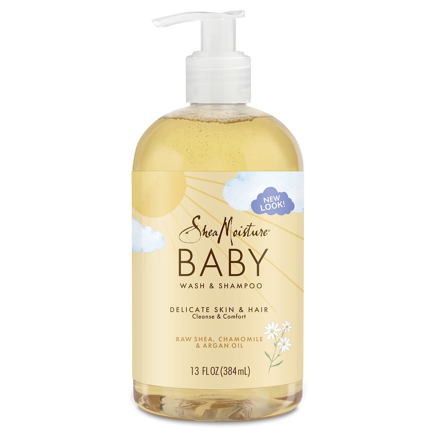 SheaMoisture Baby Wash & Shampoo for All Skin Types Raw Shea, Chamomile & Argan Oil Baby Wash and Shampoo with Frankincense & Myrrh to Help Cleanse 13 oz, Gold