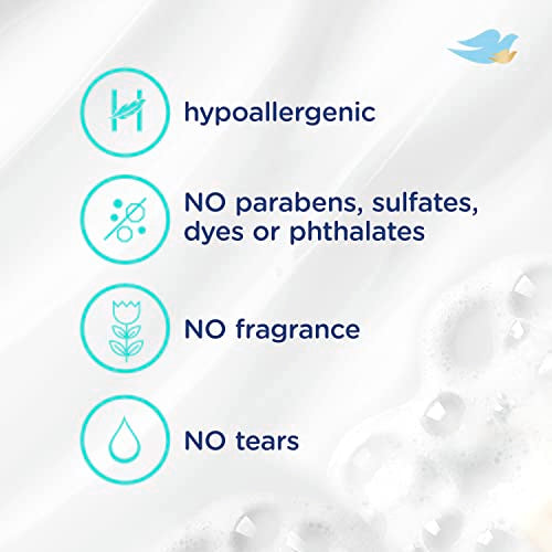 Baby Dove Cuidado de la piel sensible Jabón para bebé Sin fragancia Humedad para la hora del baño del bebé Sin fragancia e hipoalergénico, elimina las bacterias 34 oz