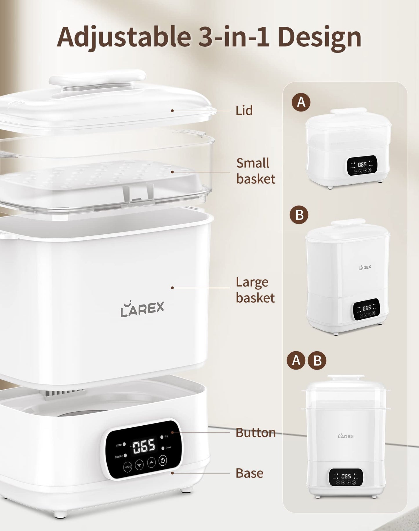 Esterilizador de biberones,Esterilizador y secador de biberones de vapor eléctrico,Desinfectante de biberones 4 en 1,Ajuste universal para todos los artículos de bebé,Accesorios para extractores de leche