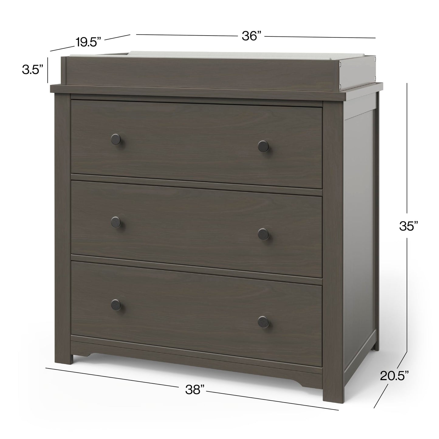 Child Craft Scout 3-Piece Nursery Set with 4-in-1 Convertible Crib, Dresser with Changing Table Topper, and Cozy Glider, Grows with Your Baby (Dapper Gray)