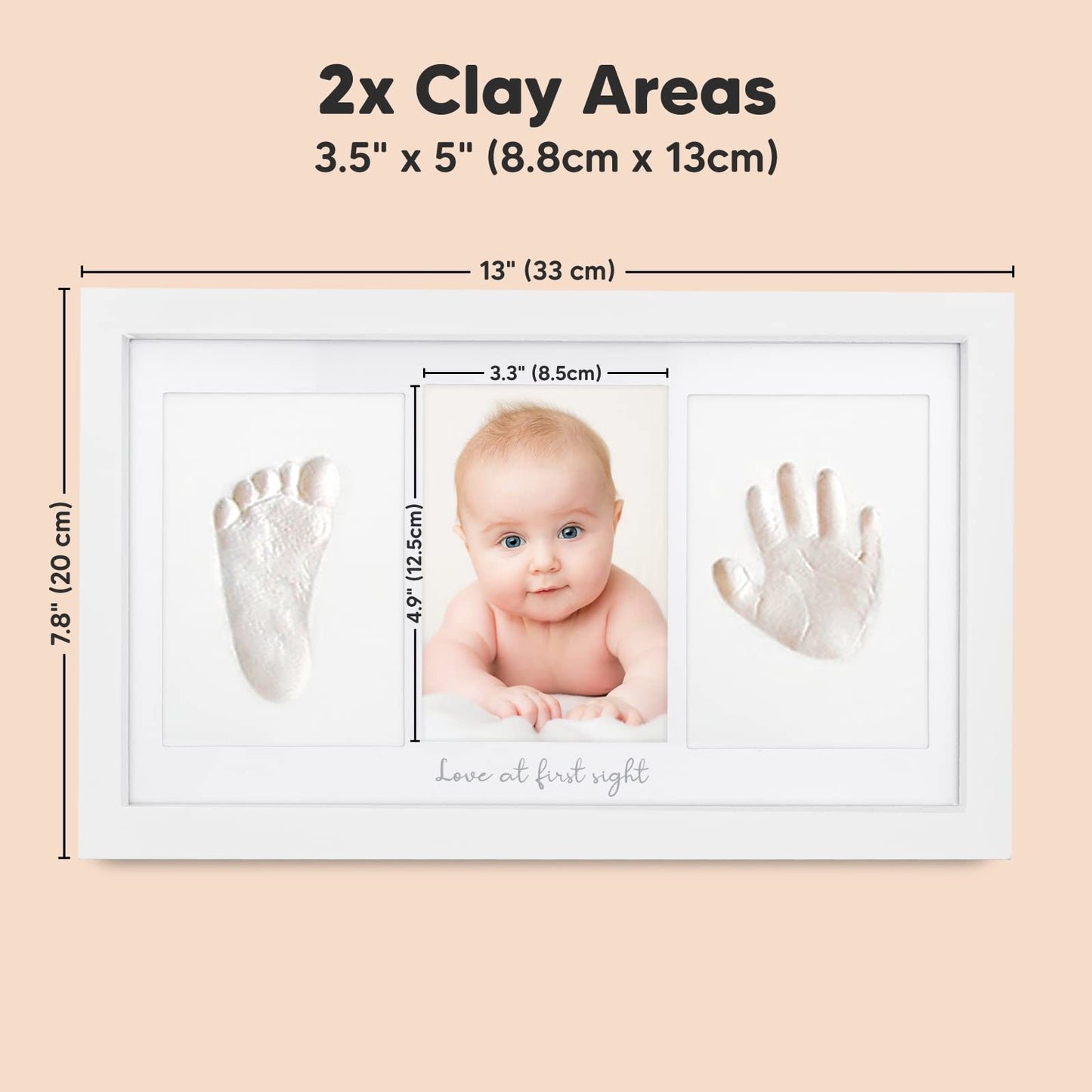 Kit de huellas y manos de bebé: kit de huellas de bebé, marco de recuerdo para recién nacidos, kit de huellas de manos para bebés, regalos personalizados para bebés, decoración de guardería, regalos de baby shower para niñas y niños (blanco alpino)