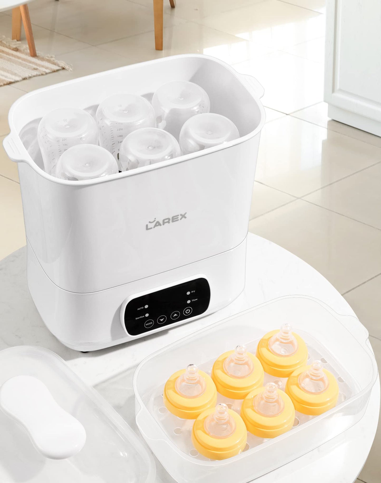 Esterilizador de biberones,Esterilizador y secador de biberones de vapor eléctrico,Desinfectante de biberones 4 en 1,Ajuste universal para todos los artículos de bebé,Accesorios para extractores de leche