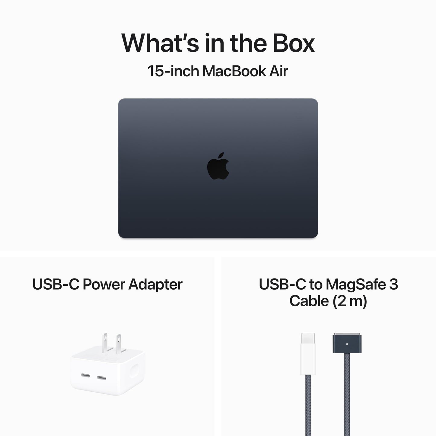 Computadora portátil Apple MacBook Air 2024 de 15 pulgadas con chip M3: pantalla Liquid Retina de 15,3 pulgadas, memoria unificada de 8 GB, almacenamiento SSD de 256 GB, teclado retroiluminado, cámara FaceTime HD de 1080p, Touch ID; Medianoche