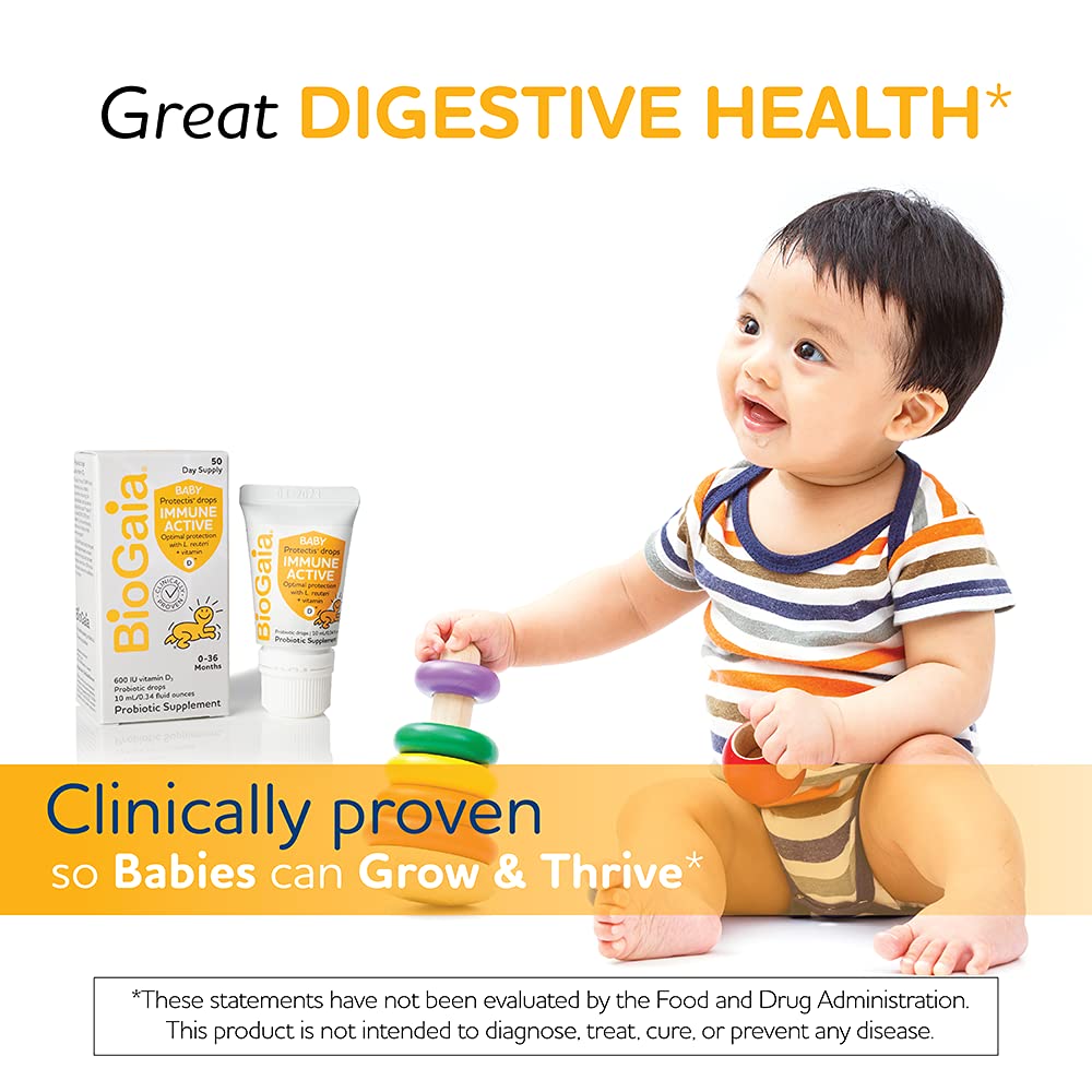 BioGaia Protectis Immune Active Baby | Probiotic + Vitamin D | Promotes The Development of Healthy Immune & Digestive Systems in Babies & Infants | 50 Day Supply