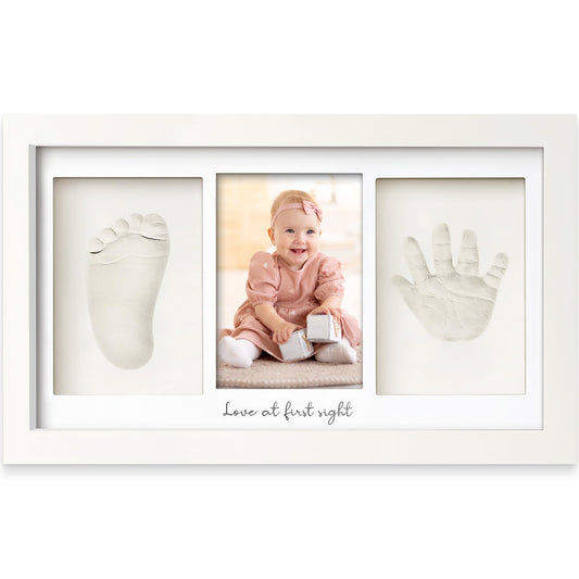 Baby Hand and Footprint Kit - Baby Footprint Kit, Newborn Keepsake Frame, Baby Handprint Kit, Personalized Baby Gifts, Nursery Decor, Baby Shower Gifts for Girls Boys(Alpine White)