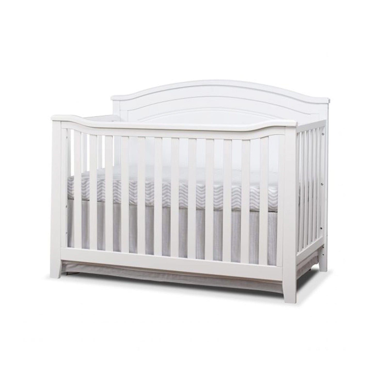 Sorelle Furniture Berkley Round Top Crib, Classic 4-in-1 Convertible Crib, Made of Wood, Non-Toxic Finish, Wooden Baby Bed, Toddler Bed, Child’s Daybed and Full-Size Bed, Nursery Furniture-White