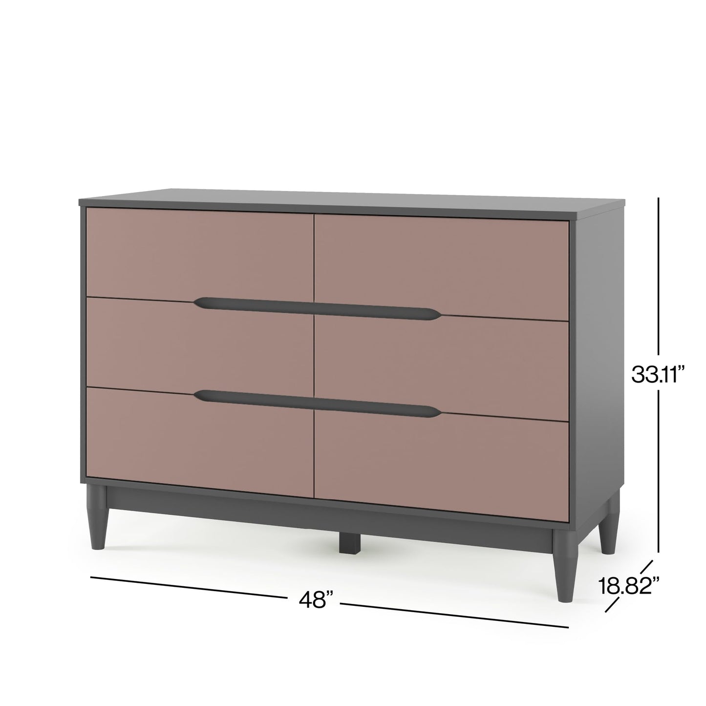 Child Craft Wynwood Crib, Double Dresser and Chest Nursery Set, 3-Piece, Includes 3-in-1 Convertible Crib, Double Dresser, and Chest, Grows with Your Baby (Rose/Graphite)