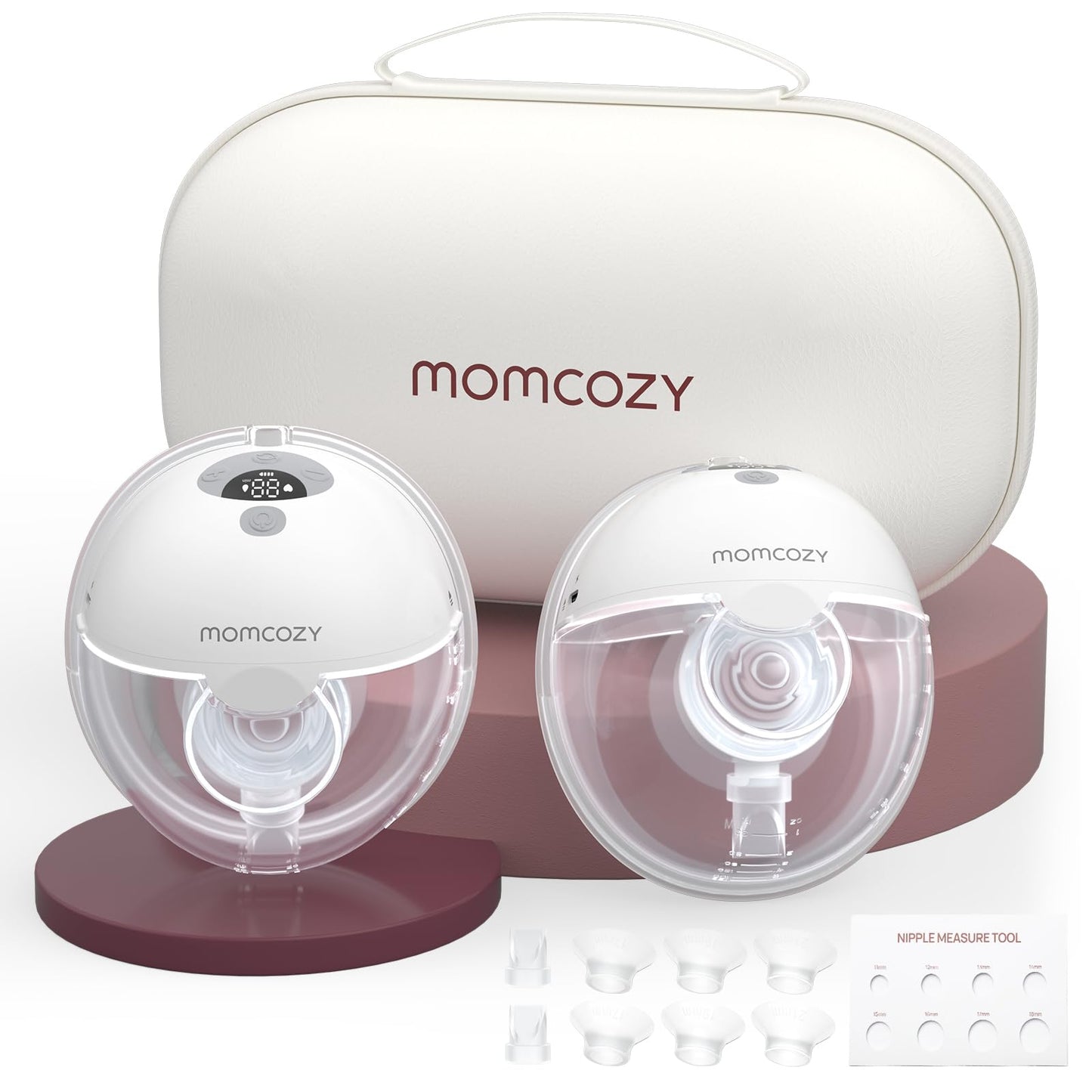 Momcozy Breast Pump Hands Free M5, Wearable Breast Pump of Baby Mouth Double-Sealed Flange with 3 Modes & 9 Levels, Electric Breast Pump Portable - 24mm, 2 Pack Quill Gray