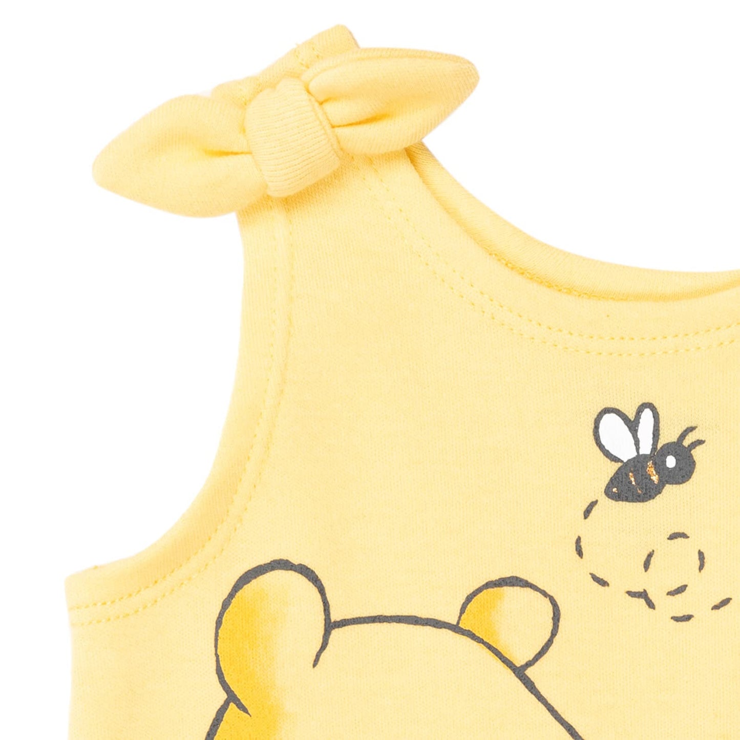 Disney Winnie The Pooh - Conjunto de mameluco y diadema para bebé, color amarillo, 6 a 9 meses