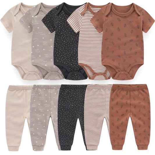 Kiddiezoom Conjunto de canastilla para bebé, mono de 10 piezas para niño, conjunto de pantalones, conjuntos de regalo para bebé unisex para niña y niño...