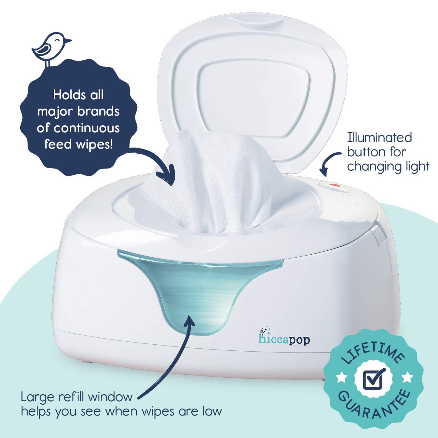 hiccapop Baby Wipe Warmer and Baby Wet Wipes Dispenser | Baby Wipes Warmer for Babies | Diaper Wipe Warmer with Changing Light | Newborn Essentials