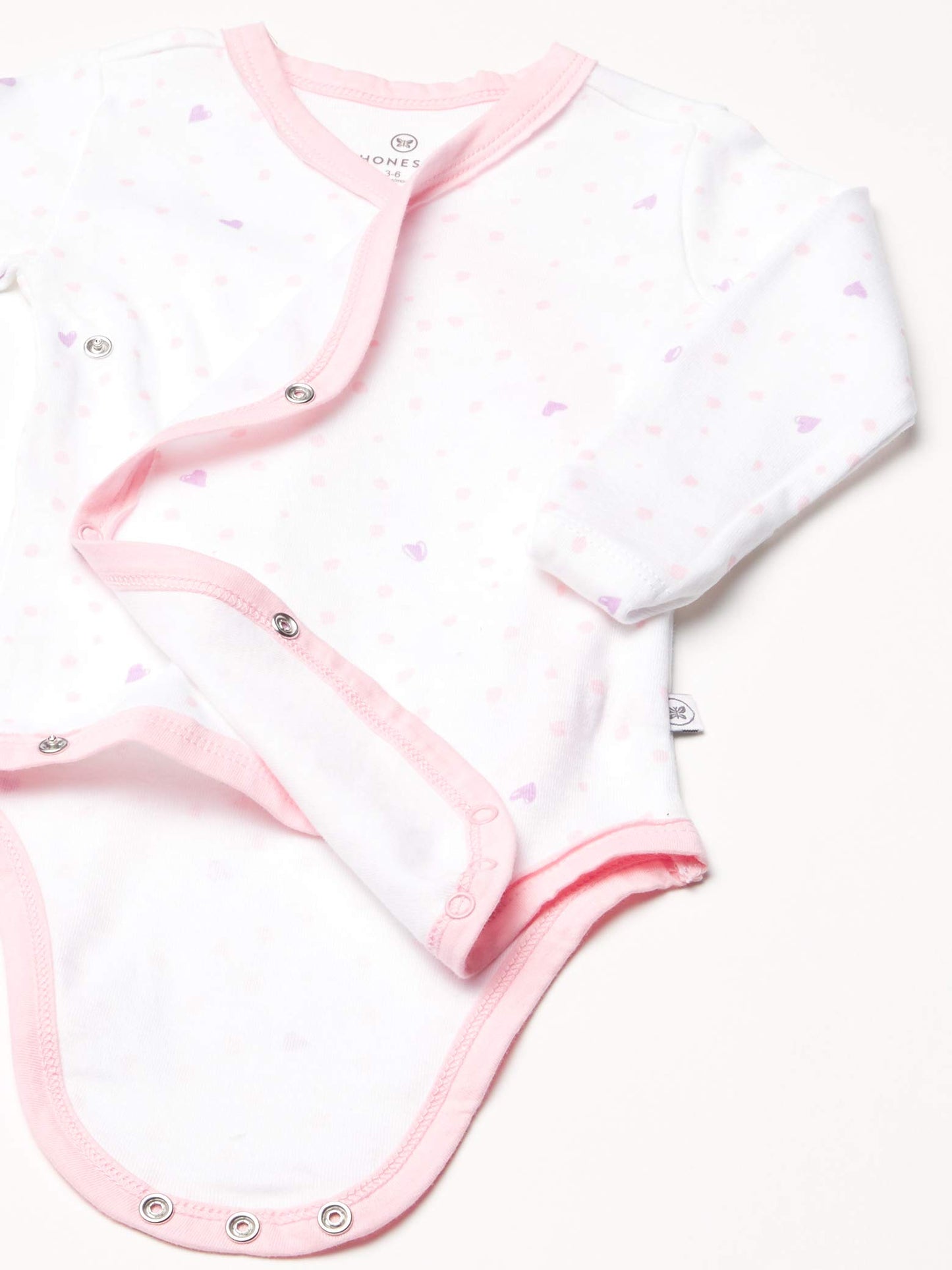 HonestBaby unisex baby 3-pack Organic Cotton Long Sleeve Side-snap Kimono Bodysuits and Toddler T Shirt Set, Love Dot, Preemie US