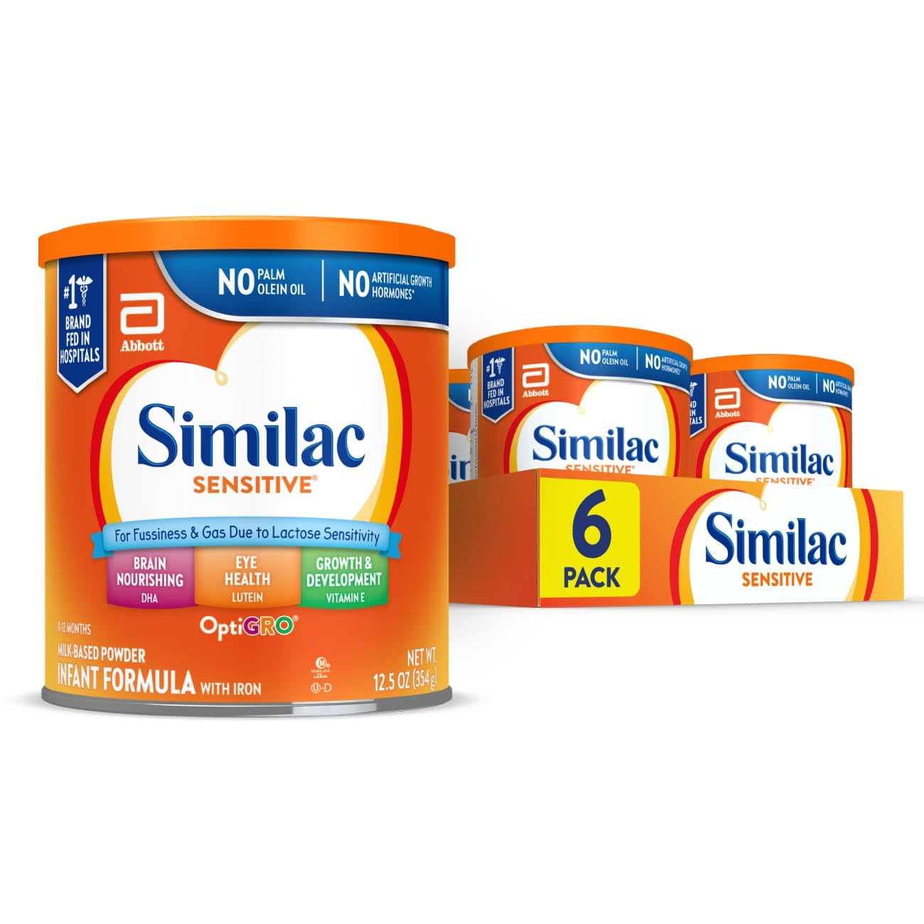 Similac Sensitive Advance Infant Formula with Iron, Powder, 12.5 Ounce (Pack of 6)