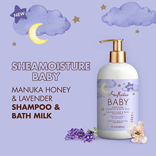 SheaMoisture Baby Shampoo & Bath Milk Manuka Honey & Lavender for Delicate Hair and Skin Nighttime Skin and Hair Care Regimen 13 oz