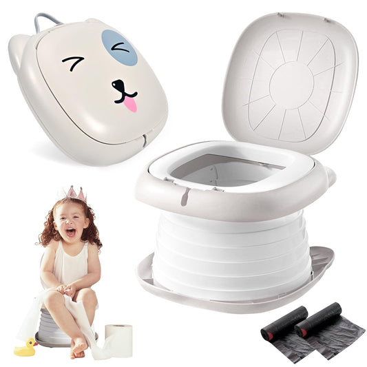 Travel Potty for Toddler Portable Foldable Potty Training Toilet for Boys Girls Baby Kids Children Indoor Outdoor,Grey