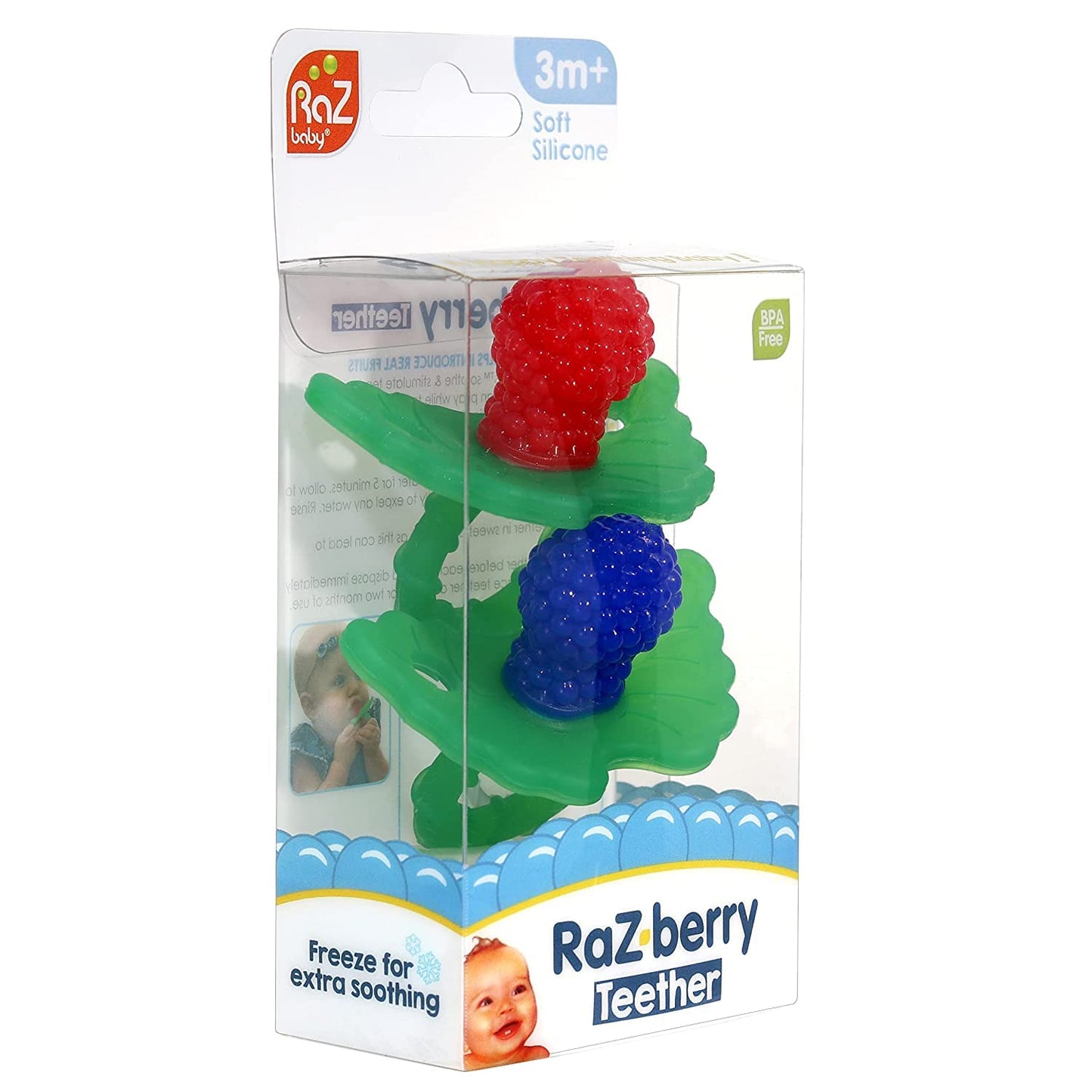 RaZbaby 2-Pack Silicone Berrybumps Baby Teething Toys - BPA Free, Hands Free Design, Teething Relief