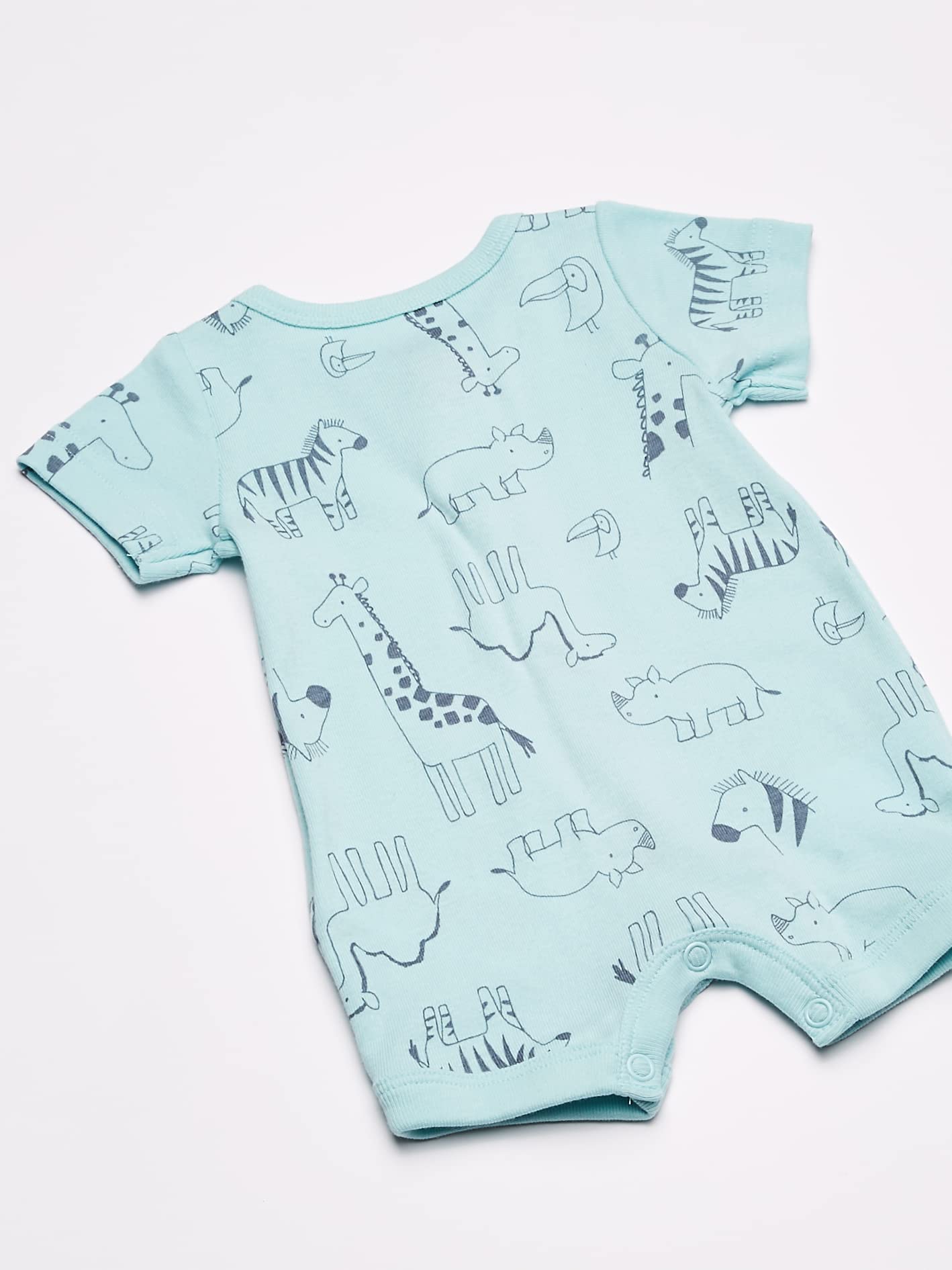 Simple Joys by Carter's Baby 3-Pack Snap-up Rompers, Aqua Blue Forest Animals/Grey Mini Stripe/White, 3-6 Months