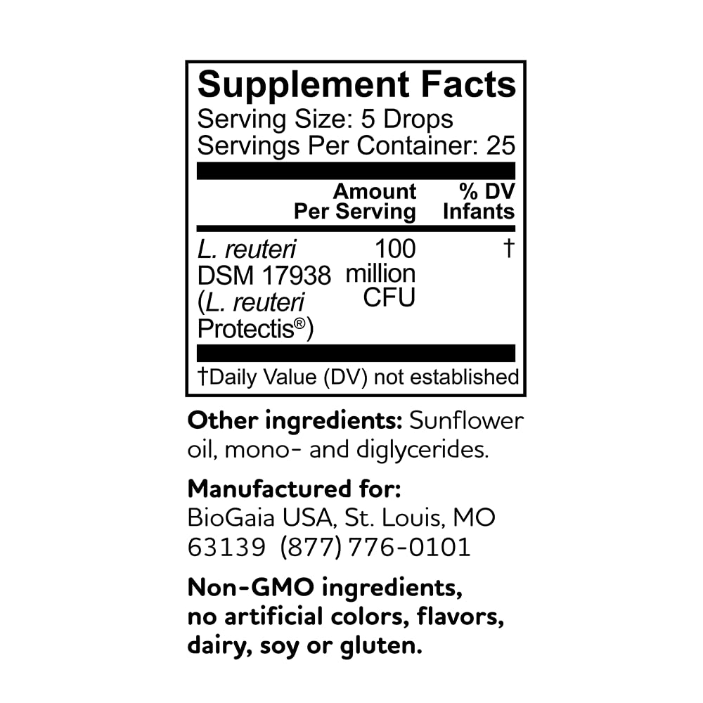 BioGaia Baby Probiotic Drops - Baby Essentials for Colic & Gas Relief, Safe for Newborns, Reduces Crying, Fussing, Colic, Gas, Spit-ups and Constipation, No allergens, Dairy, Soy, Gluten, or Sugar