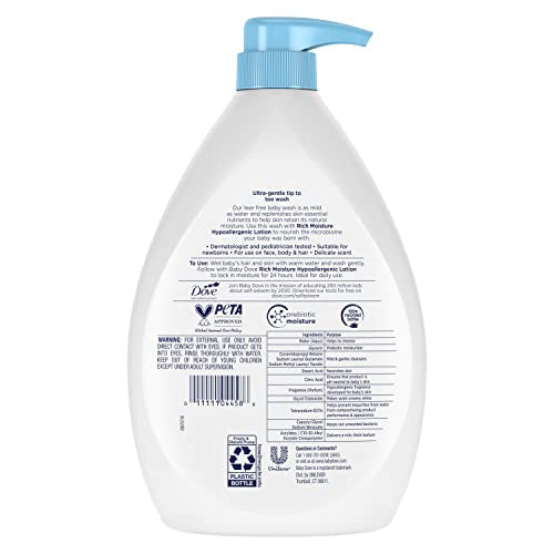 Baby Dove Sensitive Skin Care Baby Wash Rich Moisture For Baby Bath Time Tear-Free and Hypoallergenic 34 oz