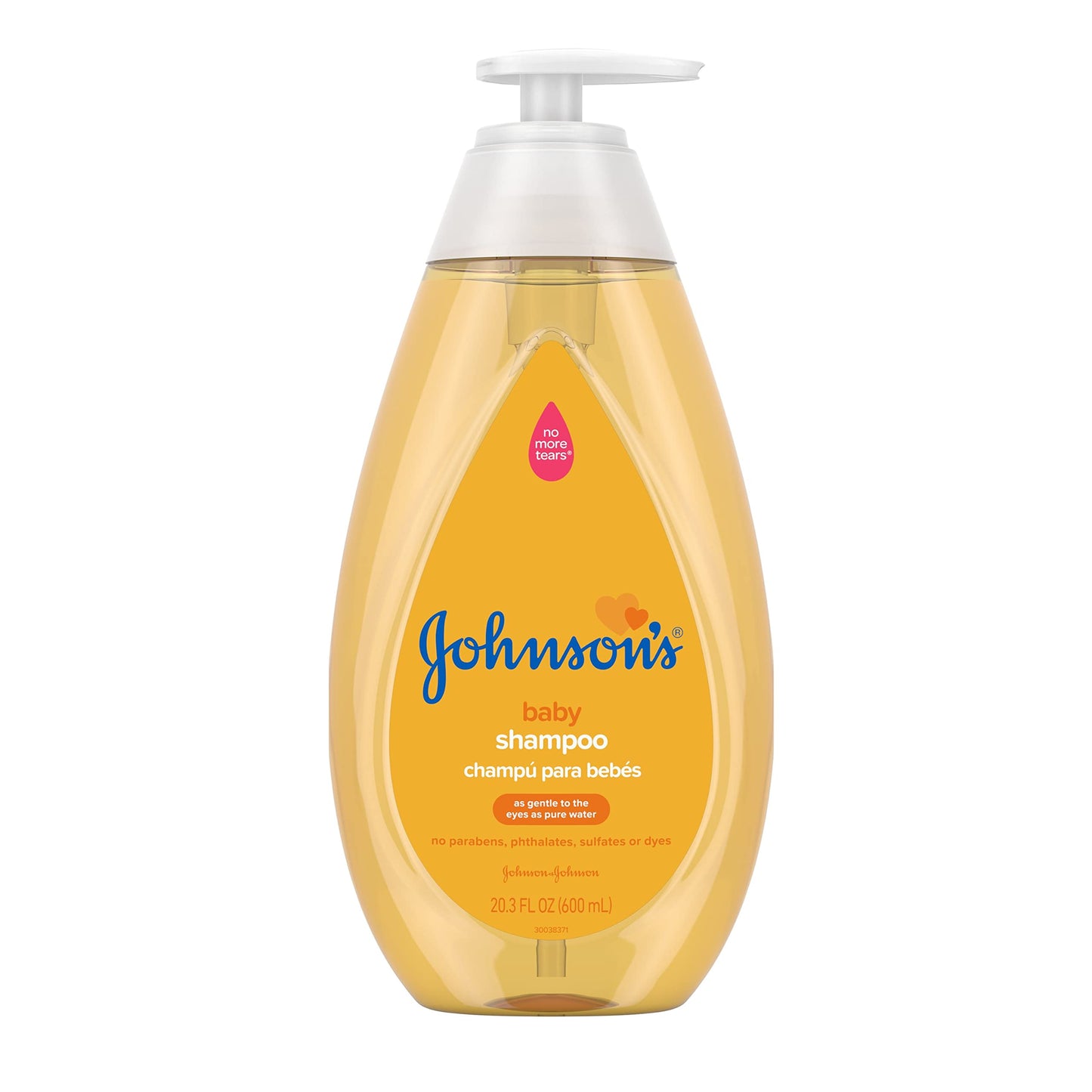 Johnson's Baby Shampoo con fórmula sin lágrimas, champú para el cuero cabelludo y la piel delicados del bebé, elimina suavemente la suciedad y los gérmenes, sin parabenos, ftalatos, sulfatos ni colorantes, 20.3 fl. onz