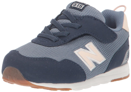 New Balance Baby Girls 515 V1 New-b Hook and Loop Sneaker, Nb Navy/Quartz Pink, 2 X-Wide Infant