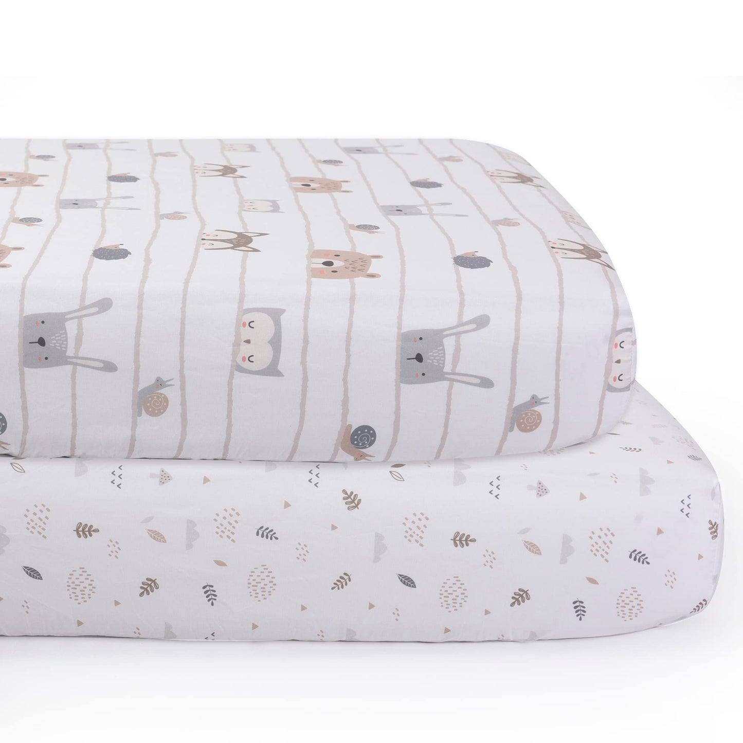 EXPRESSIONS 5 Piece Crib Bedding Set, Woodland Includes Reversible Milestone Baby Blanket, 2 Standard Fitted Crib Sheets, Security Blanket & Storage Tote