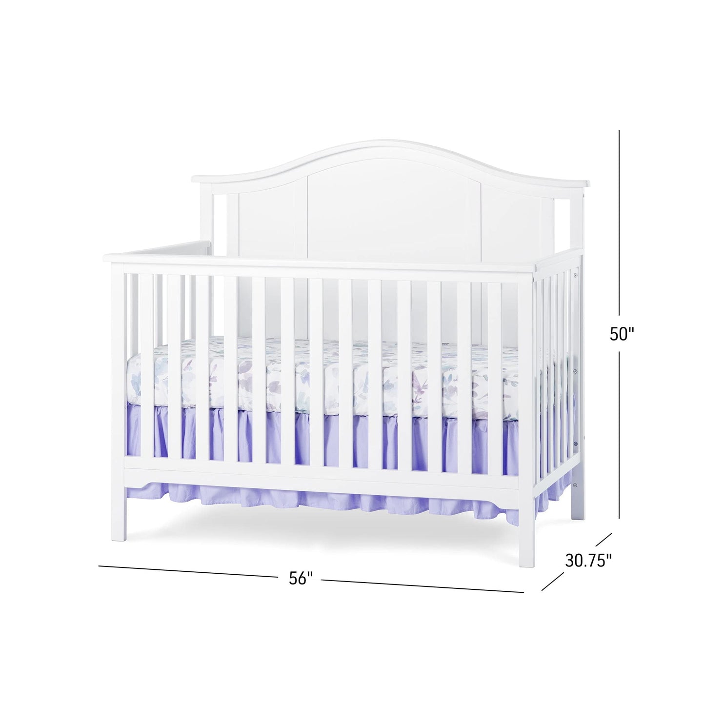 Child Craft Cottage Arch Top 4-in-1 Convertible Crib, Baby Crib Converts to Day Bed, Toddler Bed and Full Size Bed, 3 Adjustable Mattress Positions, Non-Toxic, Baby Safe Finish (Matte White)