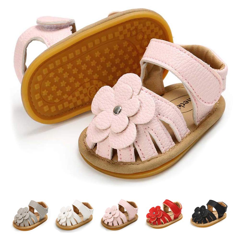 Babelvit Infant Baby Girl Boy Sandals Comfort Premium Summer Outdoor Casual Beach Shoes with Flower Bowknot Anti Slip Rubber Sole Newborn Toddler Prewalker First Walking Shoes