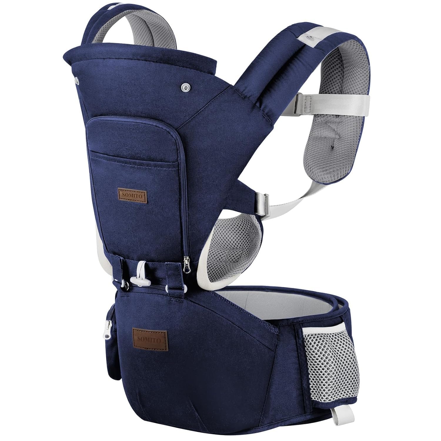 Baby Carrier Newborn to Toddler with Hip Seat 6-In-1 Ergonomic All Positions Infant Carrier Soft Baby Holder Carrier with Hood for All Seasons