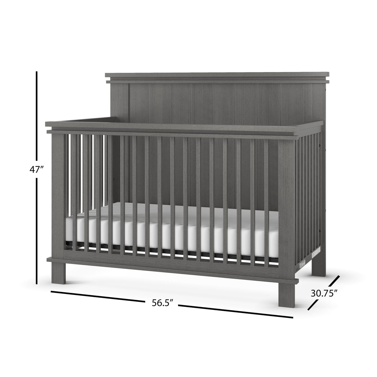 Child Craft Denman Crib and Dresser Nursery Set, 2-Piece, Includes 4-in-1 Convertible Crib and 3-Drawer Dresser, Grows with Your Baby (Midnight Gray)