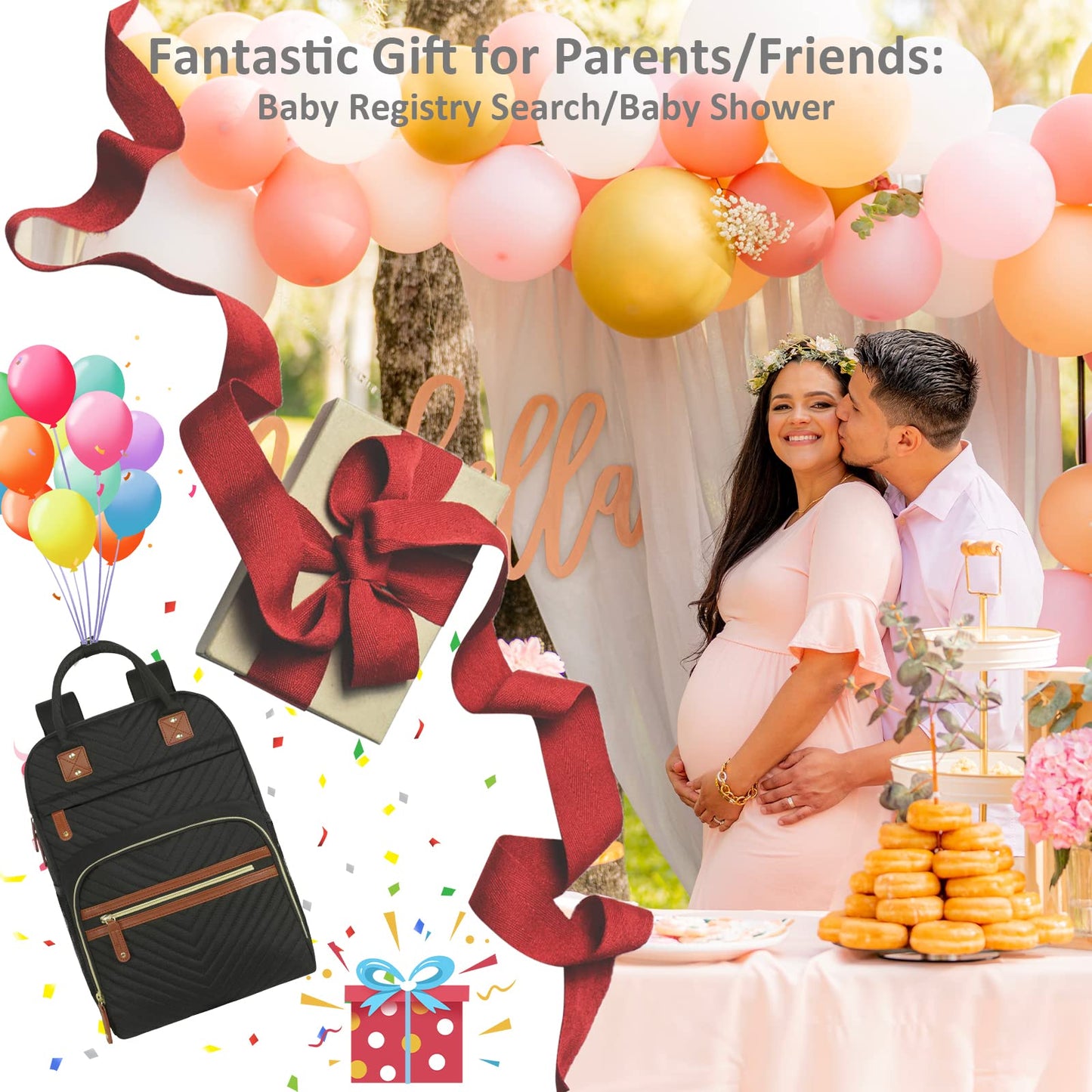 Diaper Bag Backpack for Women Large Capacity with Insulated Pockets Multifunctional Diaper Bags For Baby Girl Boy Waterproof Baby Bags For Mama Maternity Travel Bag Black