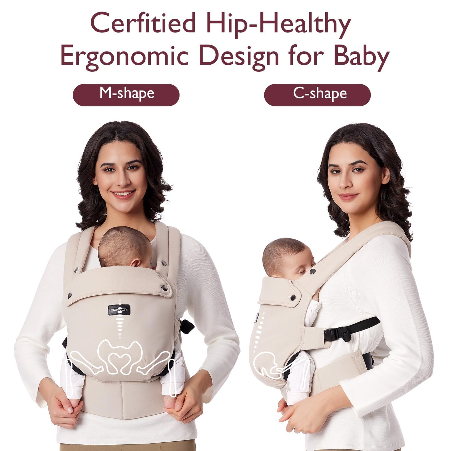 Momcozy Baby Carrier Newborn to Toddler - Ergonomic, Cozy and Lightweight Infant Carrier for 7-44lbs, Effortless to Put On, Ideal for Hands-Free Parenting, Enhanced Lumbar Support, Khaki