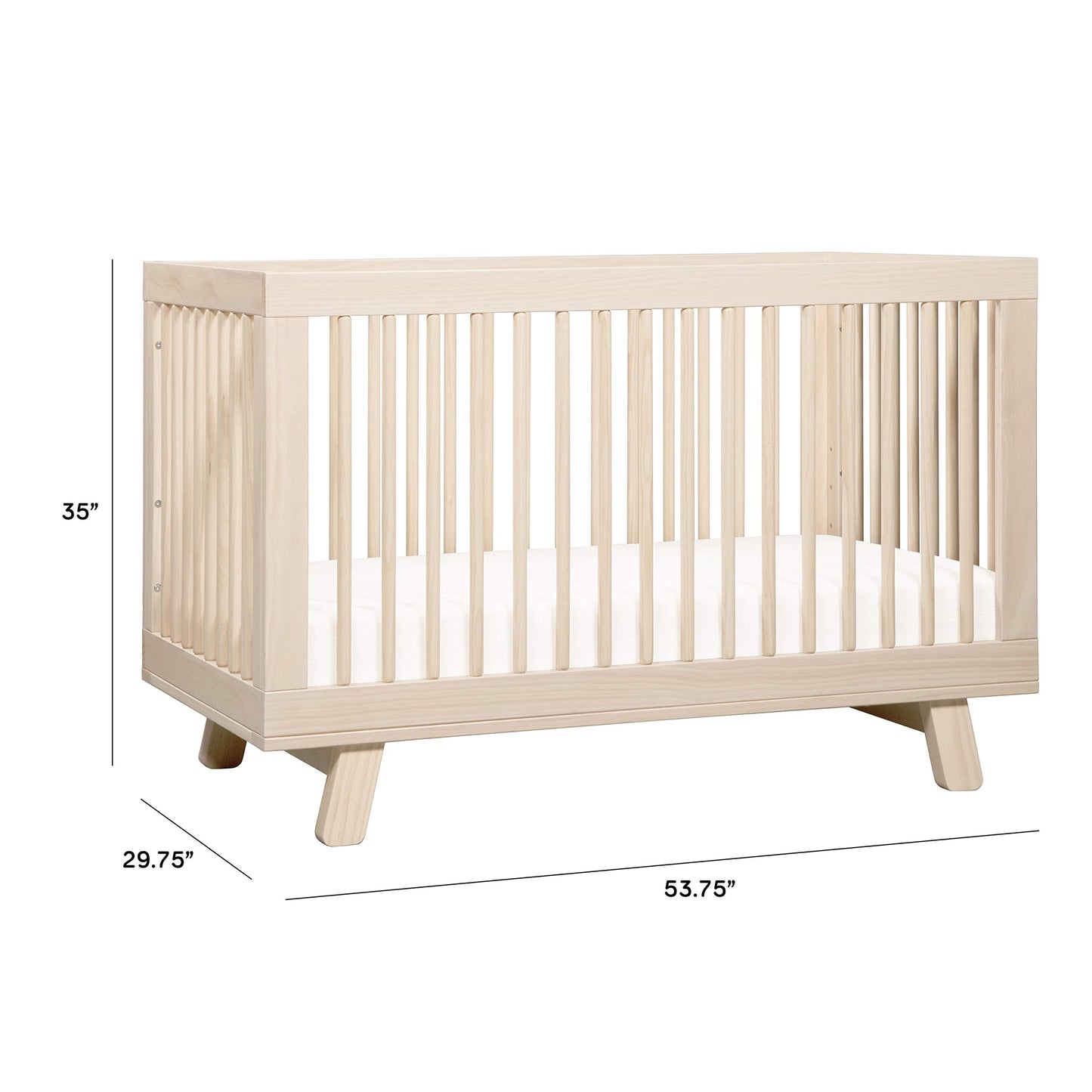 Cuna convertible 3 en 1 Babyletto Hudson con kit de conversión de cama para niños pequeños en color natural lavado, certificación Greenguard Gold