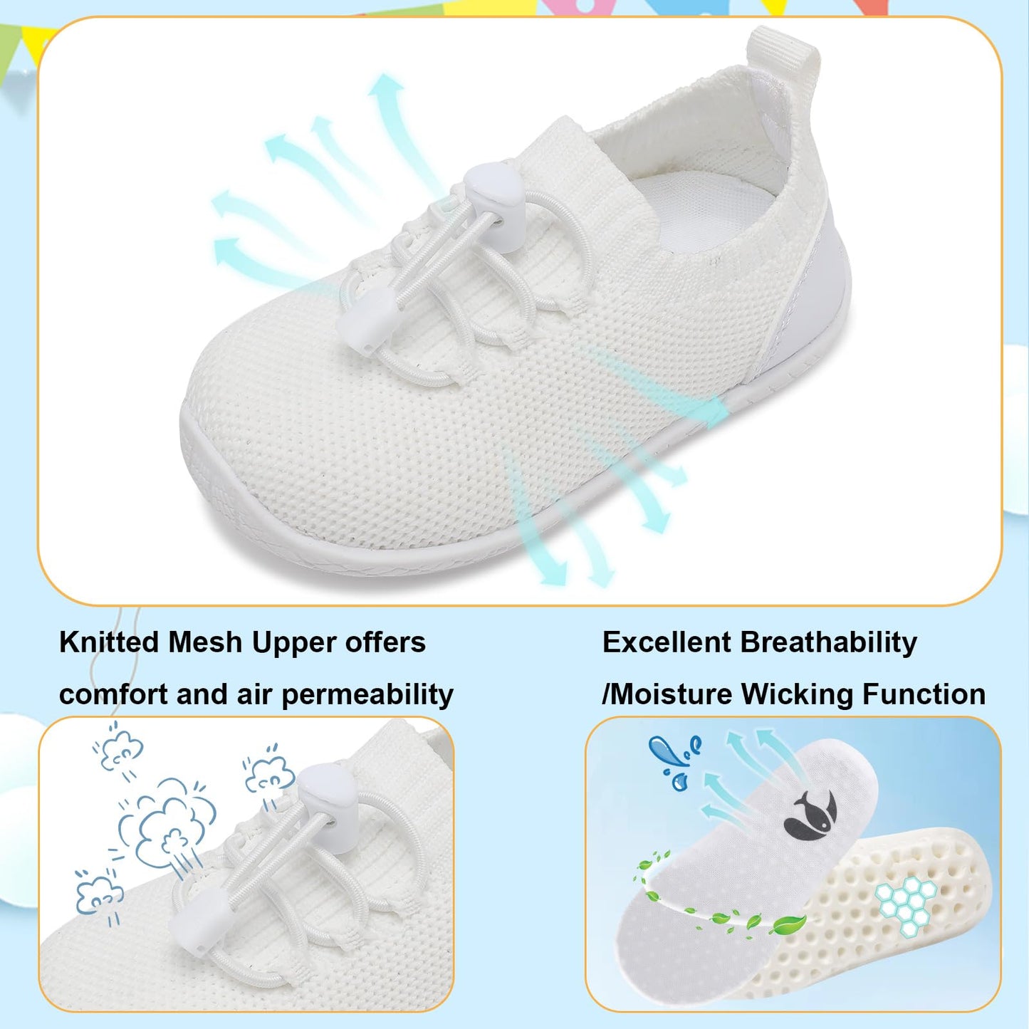 FEETCITY Infant Shoes Girls Boys Baby Walking Shoes Slip On Sneaker Newborn Crib Shoes First Walker Shoes A White