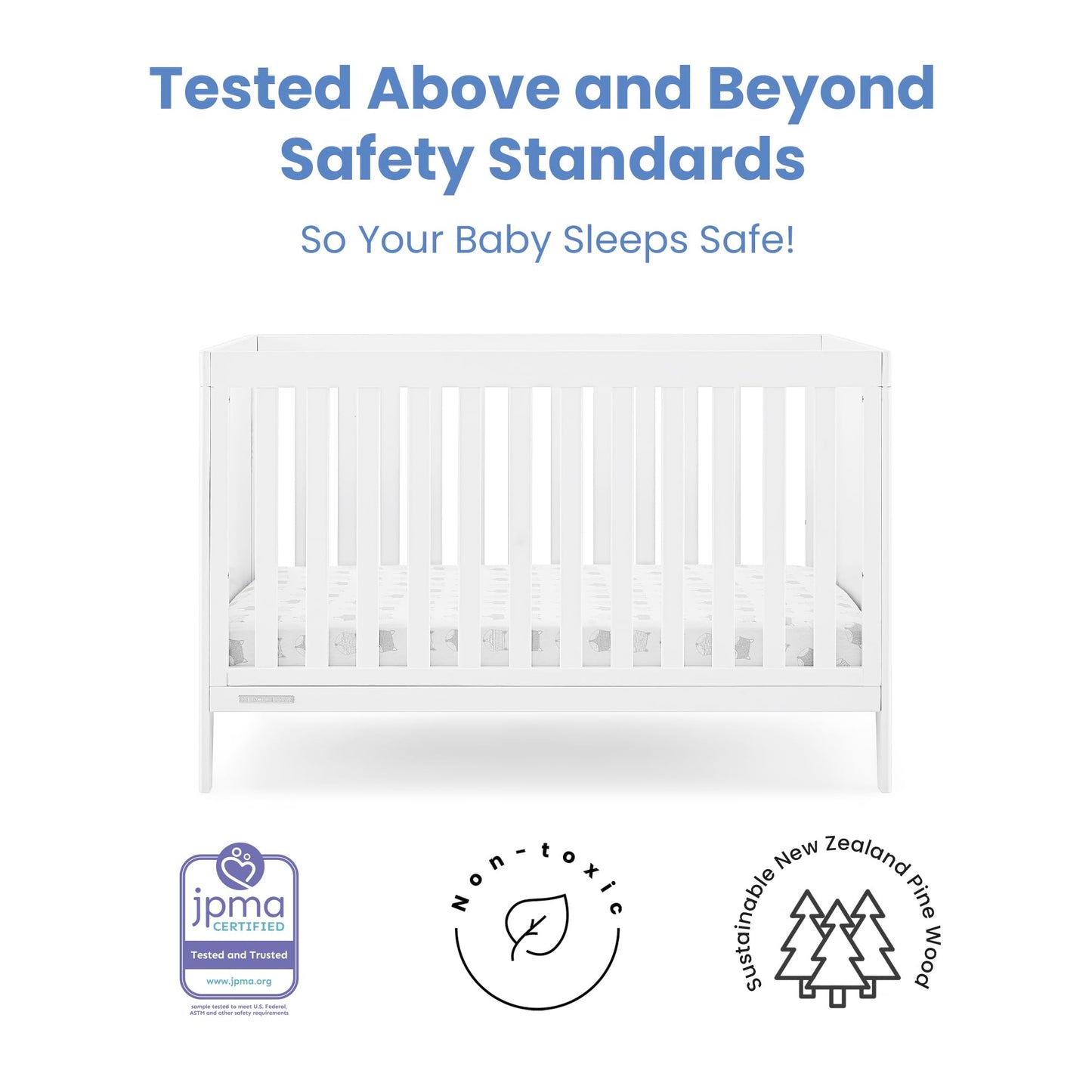Delta Children Hayes 4-in-1 Convertible Crib - Greenguard Gold Certified, Bianca White