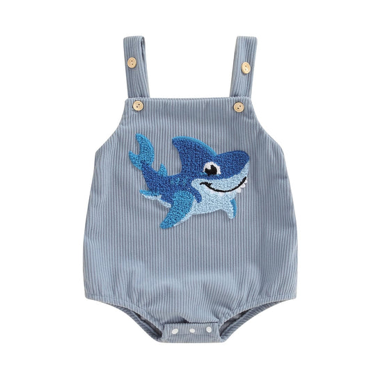 GOOCHEER Infant Summer Outfit Newborn Baby Boy Sleeveless Shark Embroidery Bodysuit Romper Overall One Piece Clothes