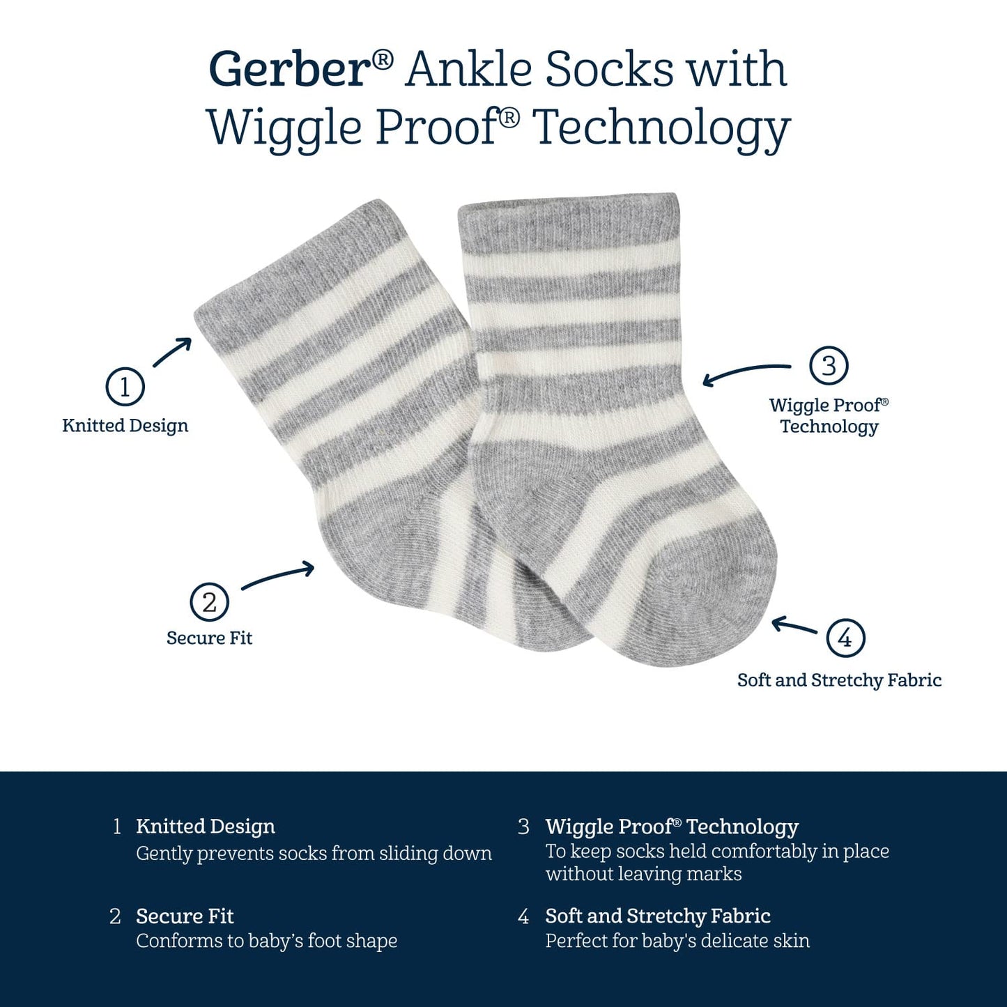 Gerber Unisex Baby 8-Pair Wiggle-Proof Sock Happy Veggies 3-6 Months