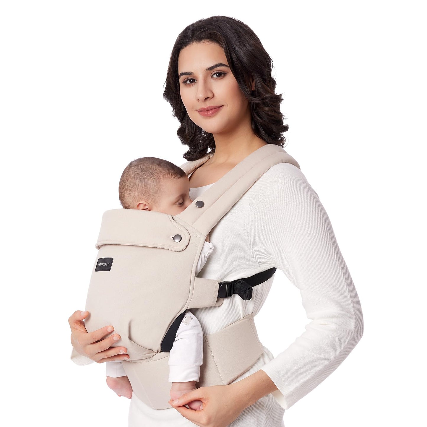 Momcozy Baby Carrier Newborn to Toddler - Ergonomic, Cozy and Lightweight Infant Carrier for 7-44lbs, Effortless to Put On, Ideal for Hands-Free Parenting, Enhanced Lumbar Support, Khaki