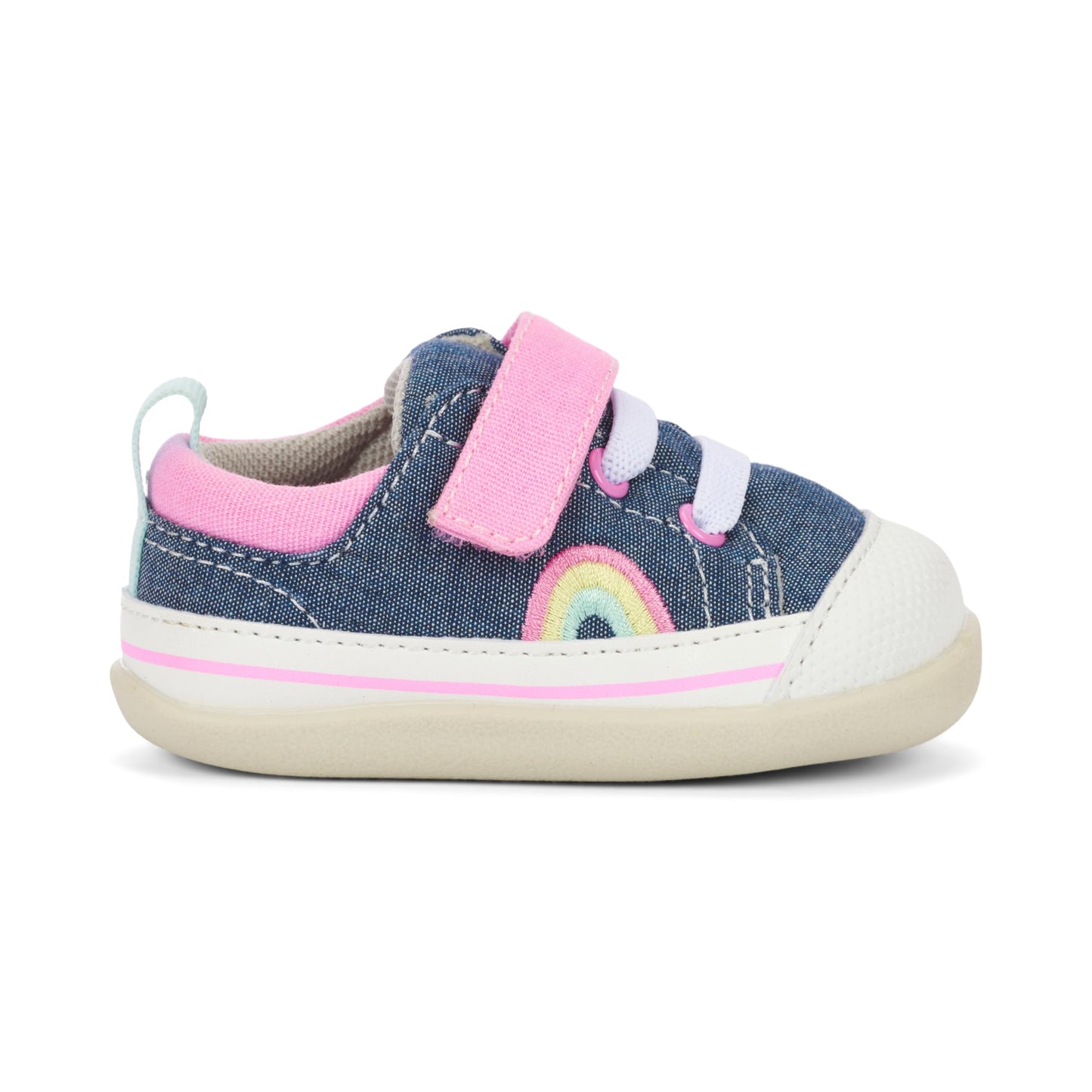 See Kai Run - Stevie II INF First Walker Shoe for Infants, Chambray/Pink, 4