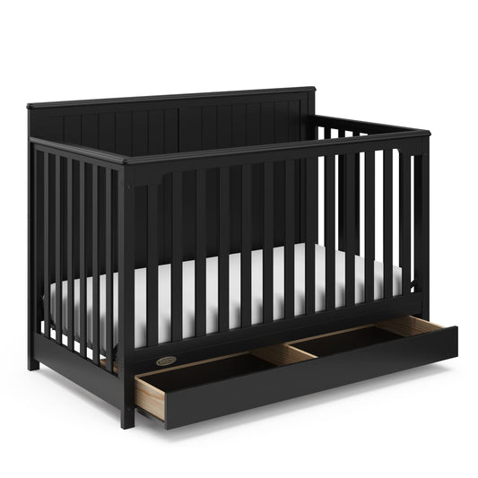 Graco Hadley Cuna convertible 5 en 1 con cajón (negro) - Combo, incluye almacenamiento de guardería de tamaño completo, se convierte de cuna de bebé a cama para niños pequeños, sofá cama