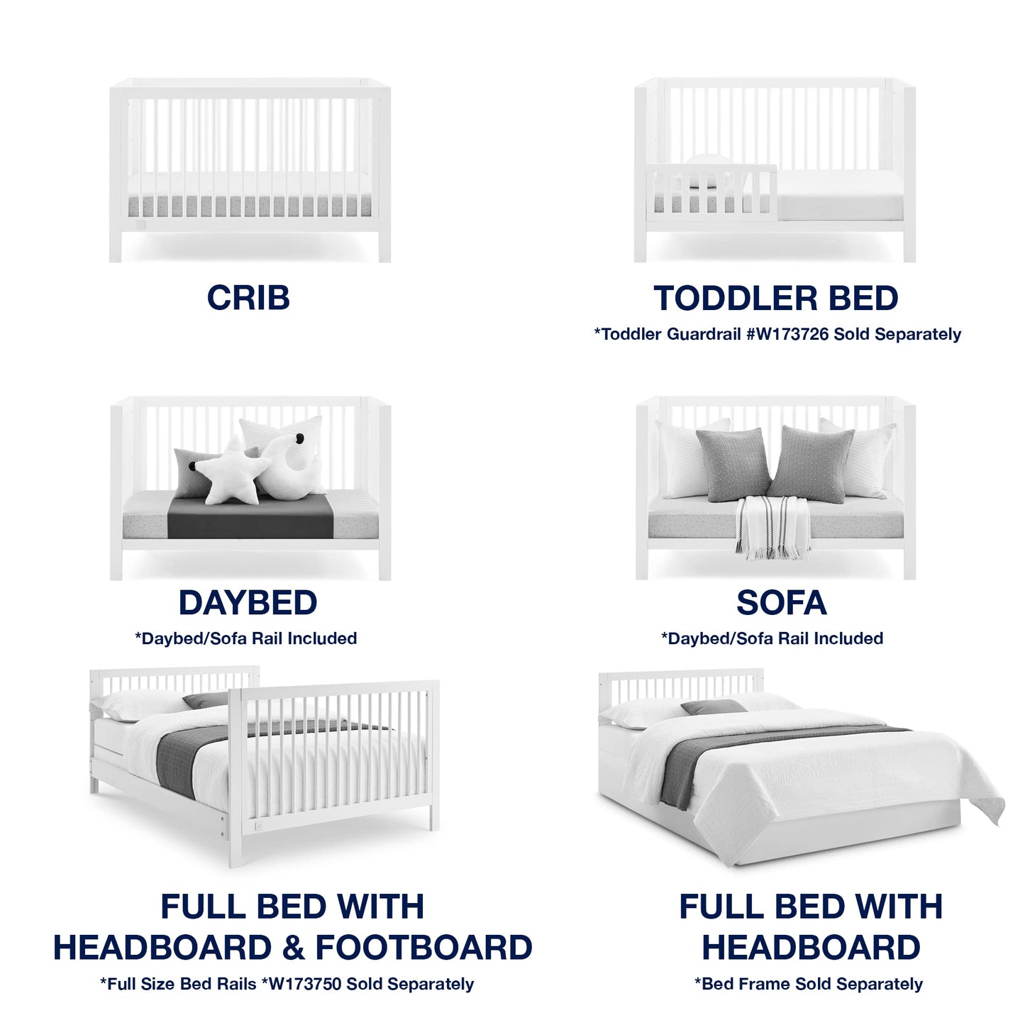 GAP babyGap Charlie 6-in-1 Convertible Crib - Greenguard Gold Certified, Bianca White