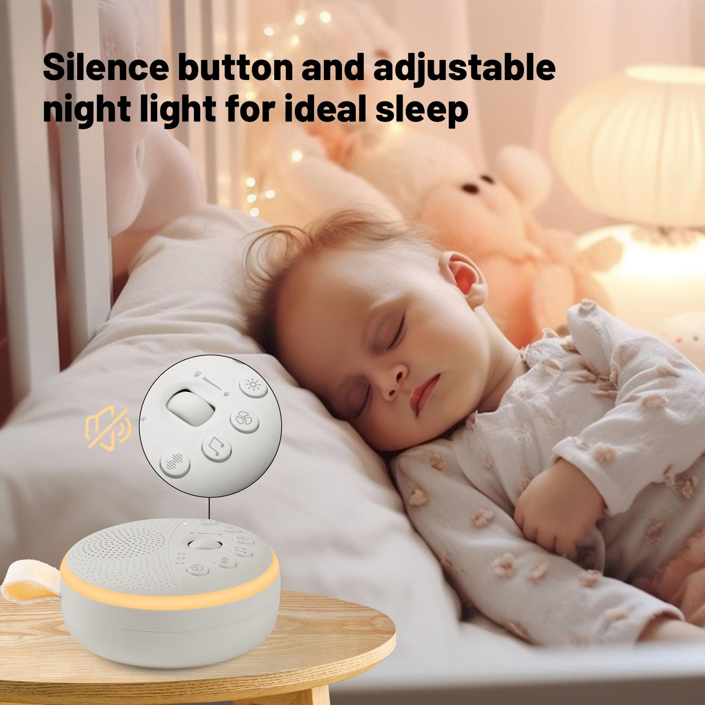 Cymrix Máquina de sonido para dormir portátil con 21 sonidos sin bucle como ruido blanco, sonido de ventilador, sonido de lluvia, canción de cuna para el cuidado del sueño, máquina de sonido de viaje con luz nocturna para adultos, bebés y niños.
