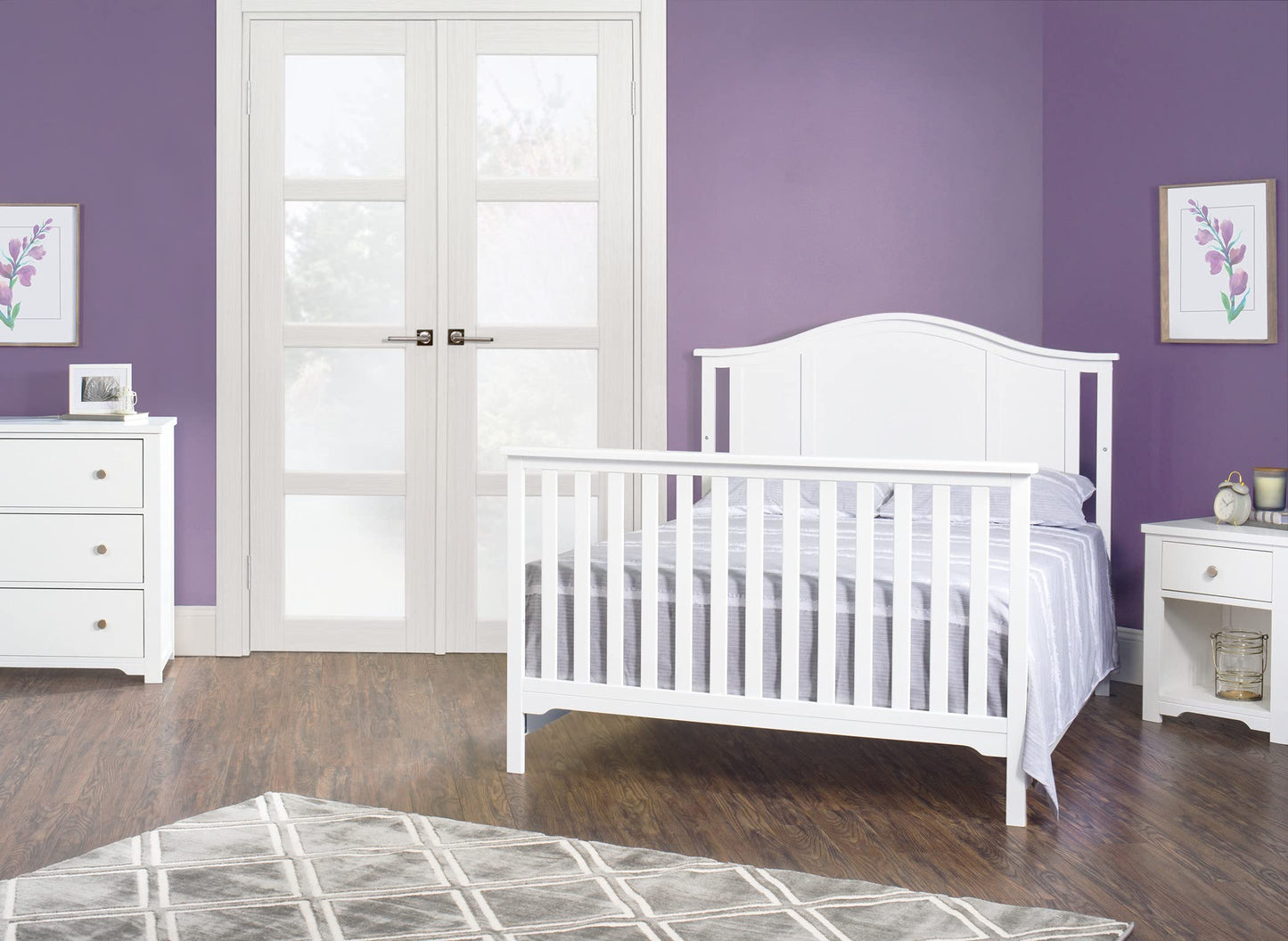 Child Craft Cottage Arch Top 4-in-1 Convertible Crib, Baby Crib Converts to Day Bed, Toddler Bed and Full Size Bed, 3 Adjustable Mattress Positions, Non-Toxic, Baby Safe Finish (Matte White)
