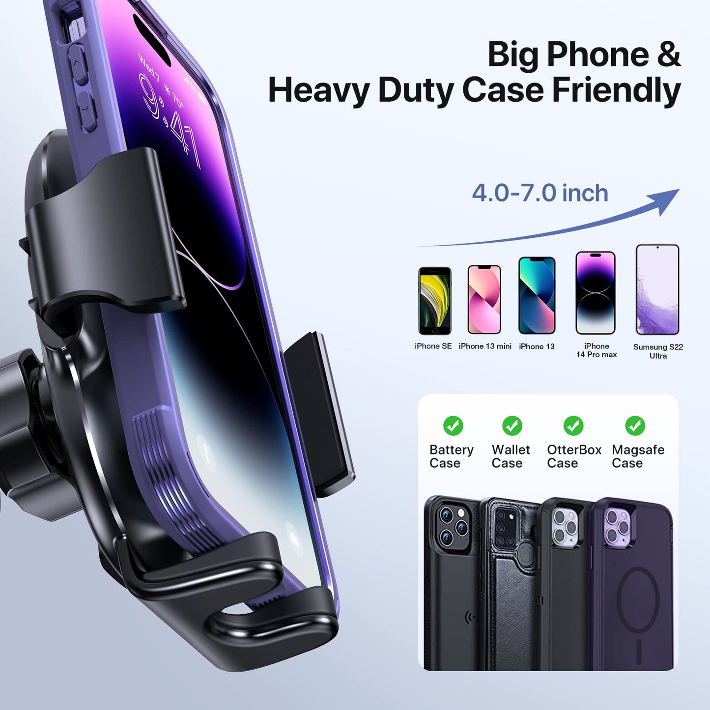 Miracase 3-in-1 Cell Phone Holders for Your Car, Universal Car Phone Holder Mount for Dashboard Air Vent Windshield Compatible with iPhone 15 14 13 12 13 Pro Max Xs XR X, Galaxy Black