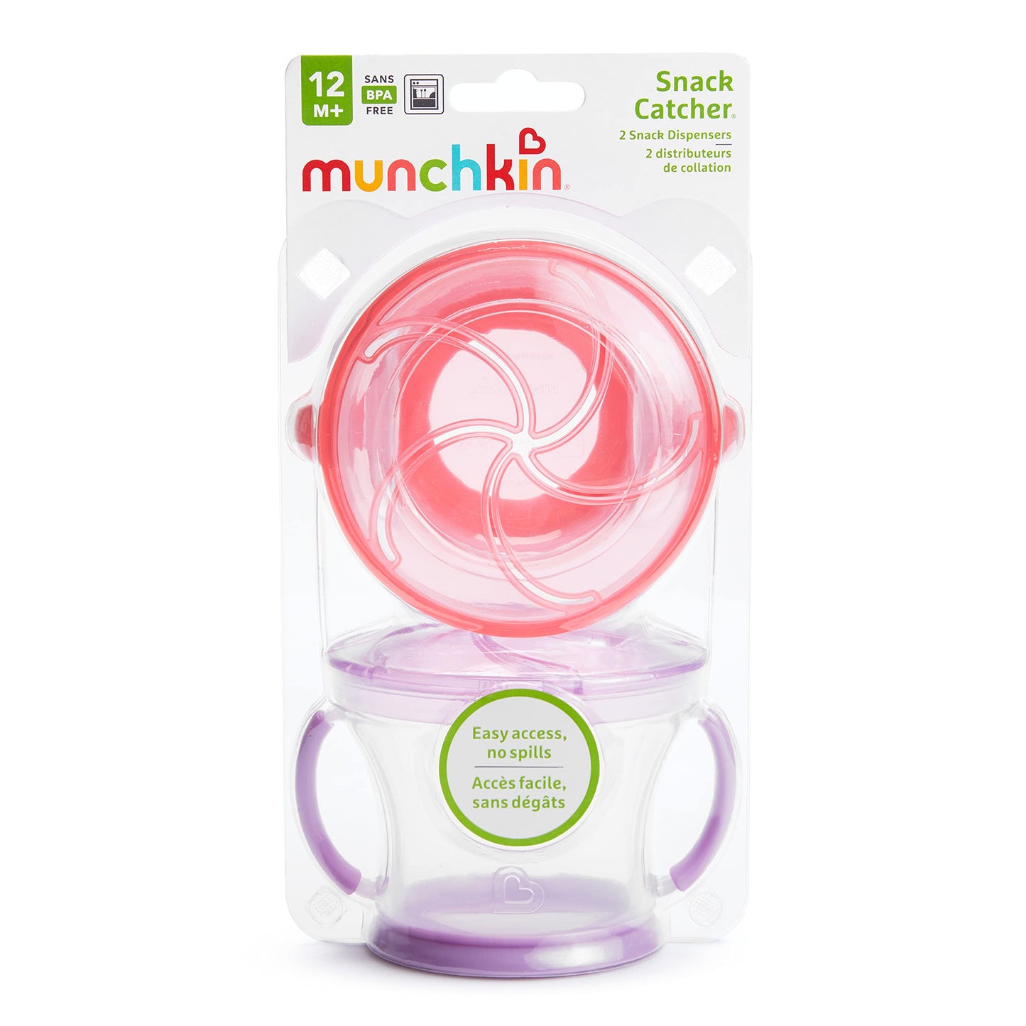 Munchkin® Snack Catcher® Toddler Snack Cups, 2 Pack, Pink/Purple